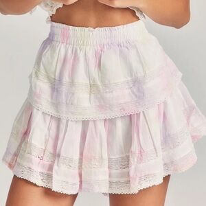 LoveShackFancy Ruffle Mini Skirt
Multi Tie Dye 
Size petite XS